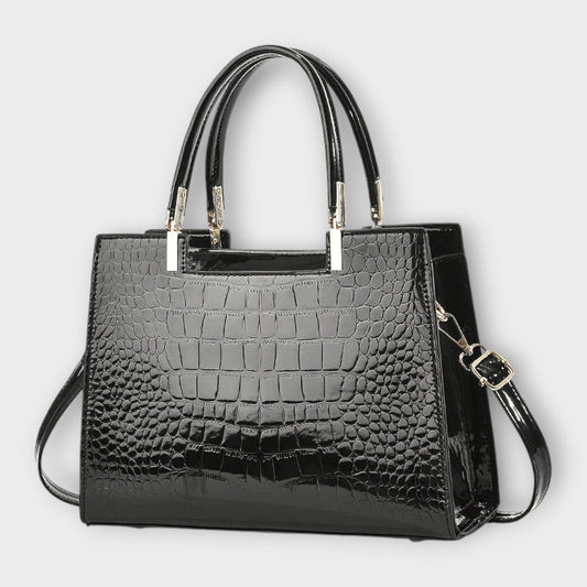 Léa | Sac à main en cuir croco brillant