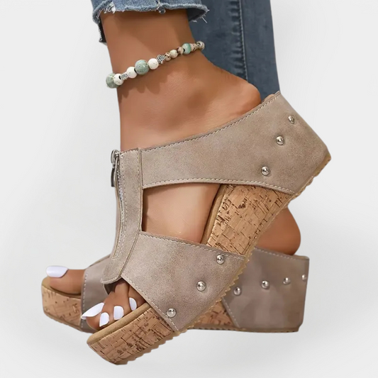 Sandales confortables à talons et fermeture éclair