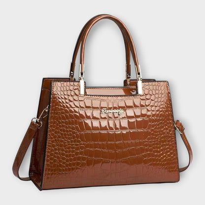 Léa | Sac à main en cuir croco brillant