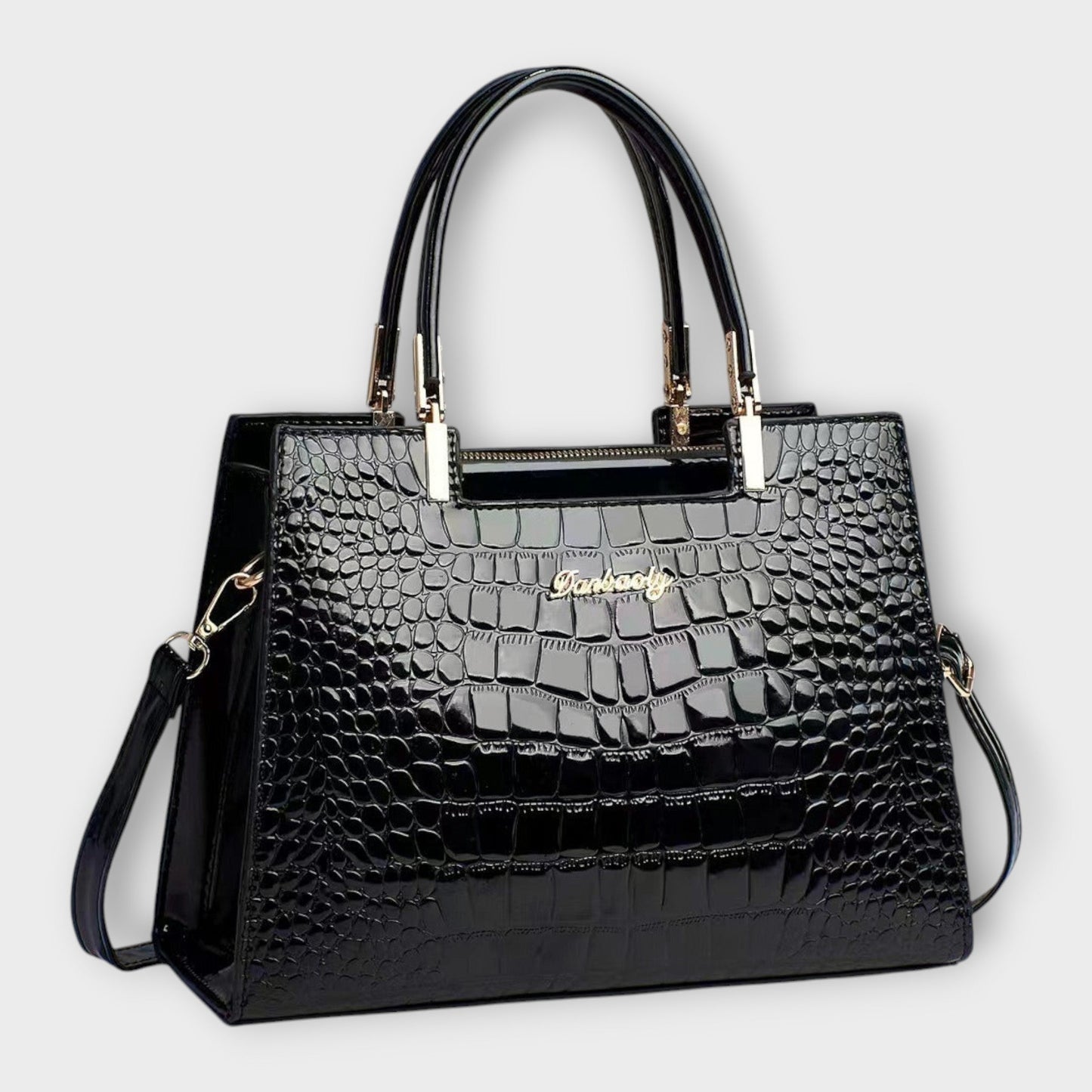 Léa | Sac à main en cuir croco brillant