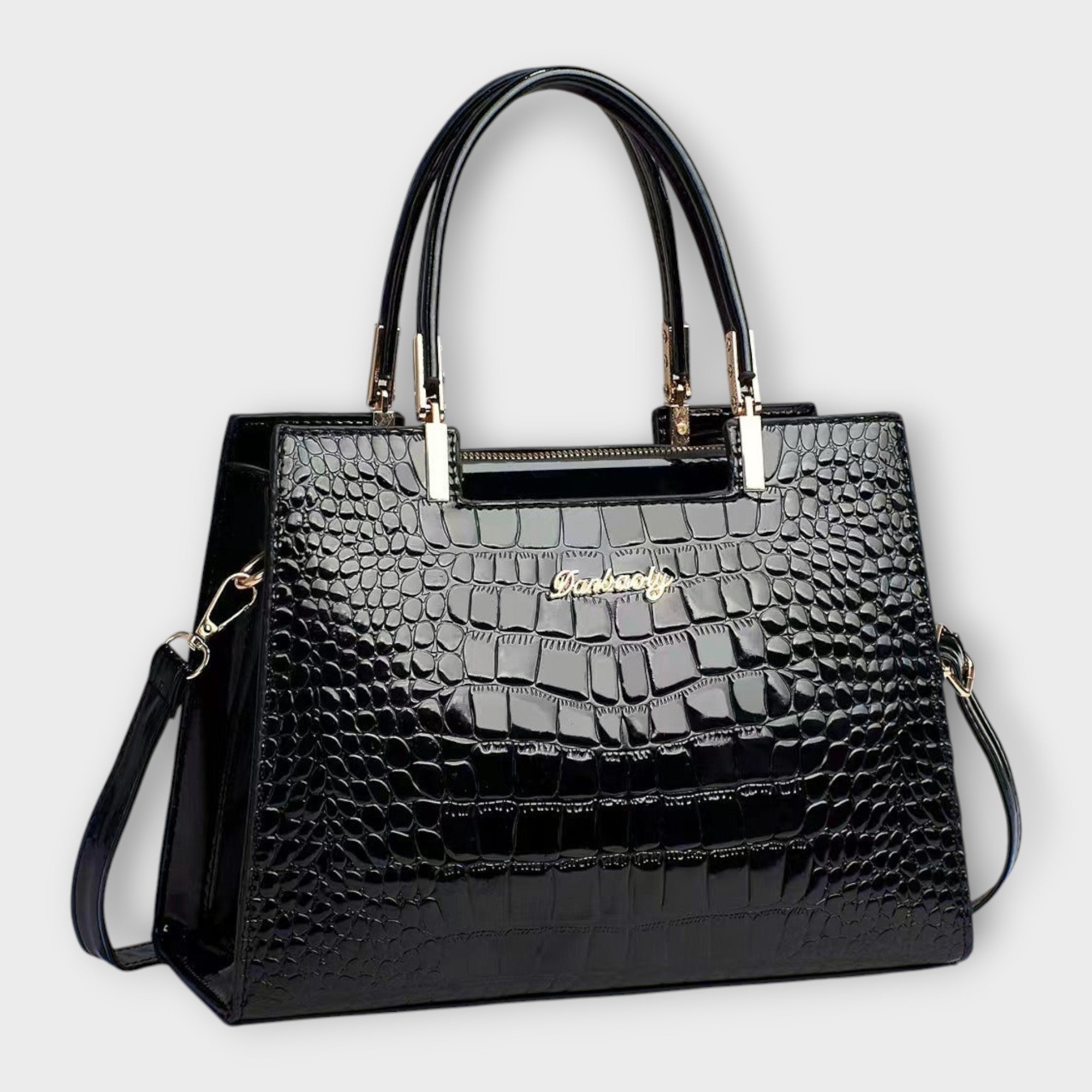 Léa | Sac à main en cuir croco brillant