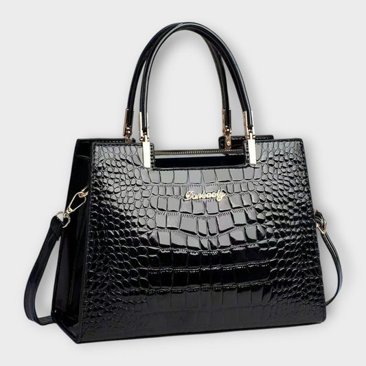 Léa | Sac à main en cuir croco brillant