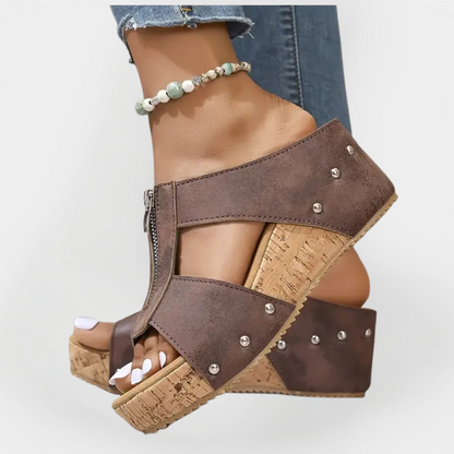Sandales confortables à talons et fermeture éclair