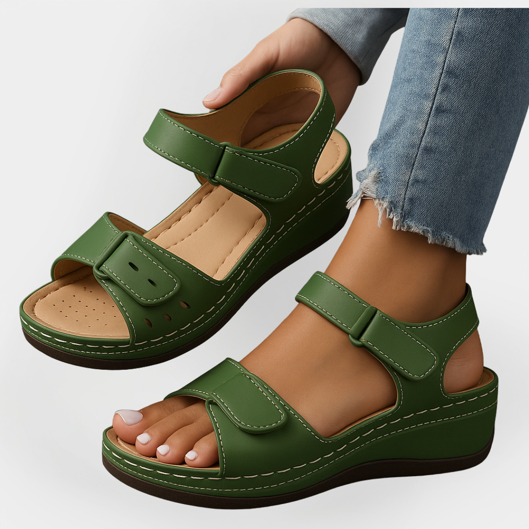 Sandales orthopédiques en cuir avec talon