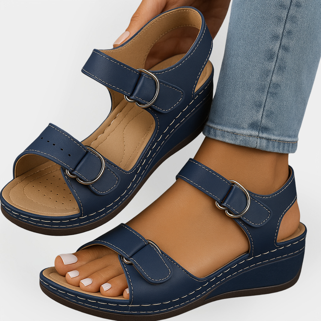 Sandales orthopédiques en cuir avec talon
