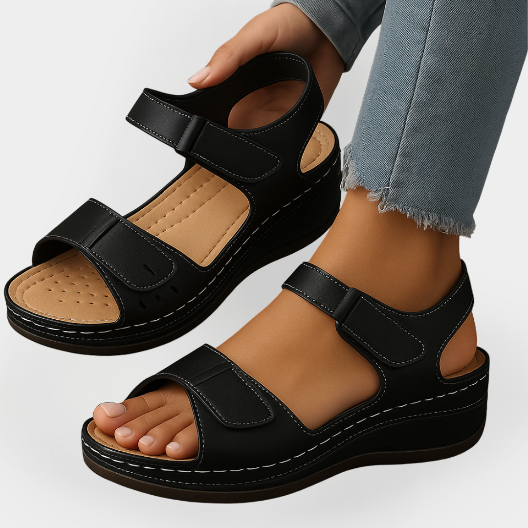Sandales orthopédiques en cuir avec talon