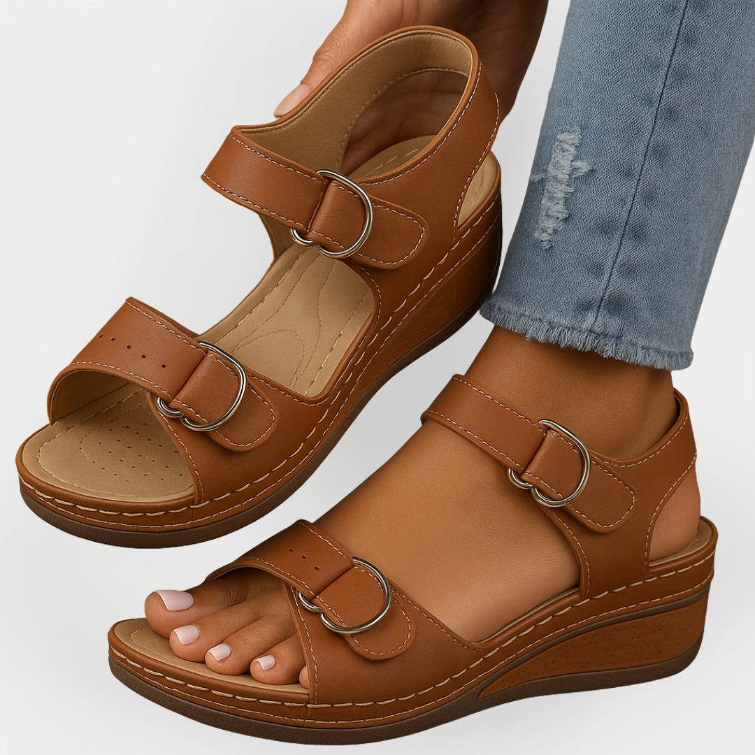 Sandales orthopédiques en cuir avec talon
