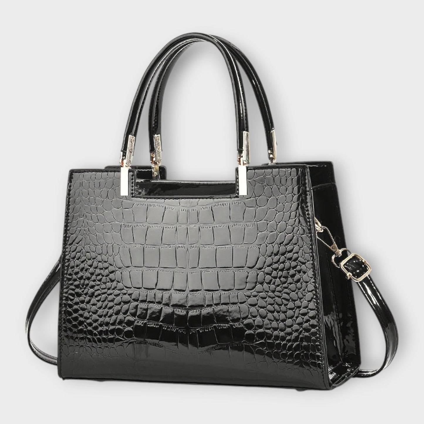 Léa | Sac à main en cuir croco brillant